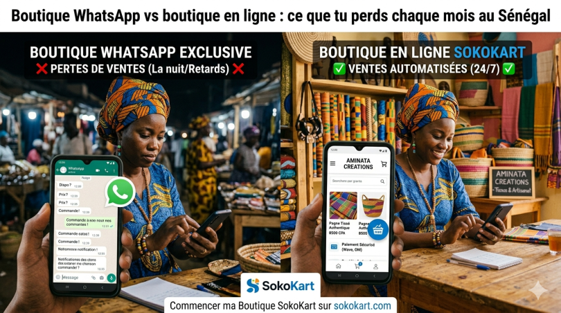 Vendre sur WhatsApp en Afrique et boutique en ligne SokoKart pour commerçants africains